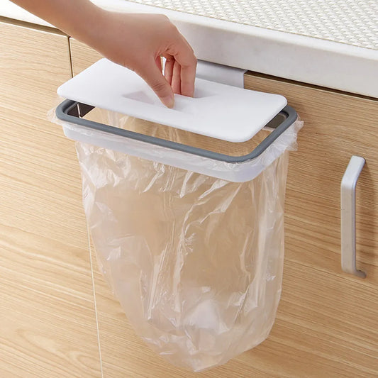 Portable Plastic Garbage Hanging Bag Kitchen Trash Storage Rack Bag Hook Scouring Pad Dry Shelf Holder Kitchen Organzier