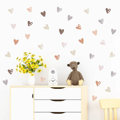 Boho Heart Wall Stickers - Set of 36 Heart Shape