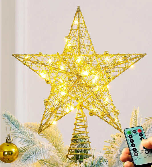 Glitter Powder Christmas Tree Top Star LED Lamp