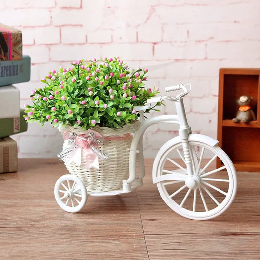 White Bicycle Decorative Flower Basket Wedding Decoration