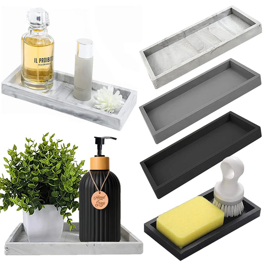Countertop Soap Dispenser Tray Silicone Tray for Bathroom Kitchen Hands Soap Shampoo Perfume Storage Trays