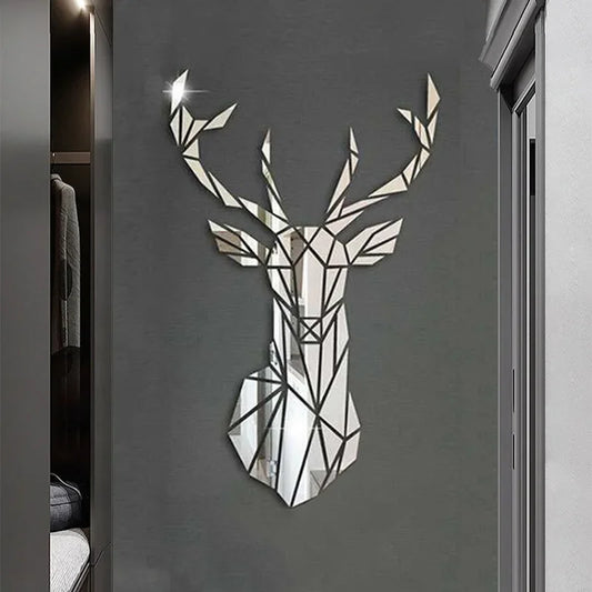 Nordic Style 3D Acrylic Deer Head Mirror Wall Stickers