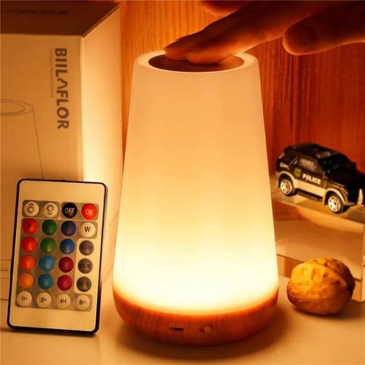 RGB Touch Bedside Lamp - 13 Color Changing, Dimmable, USB Rechargeable