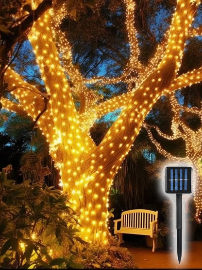 Solar Powered Garland Fairy String Lights  100/200 LEDs 8 mode  Outdoor Garden Lamp for Christmas Wedding Party Festoon Decor