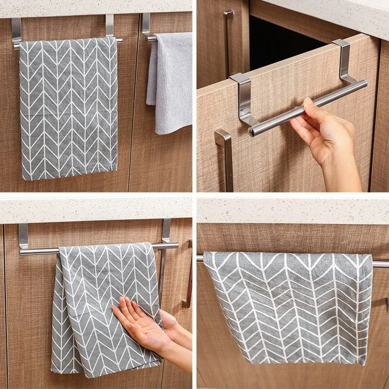 Kitchen Cabinet Door Towel Bar Stainless Steel Door Back Towel Hanging Holder